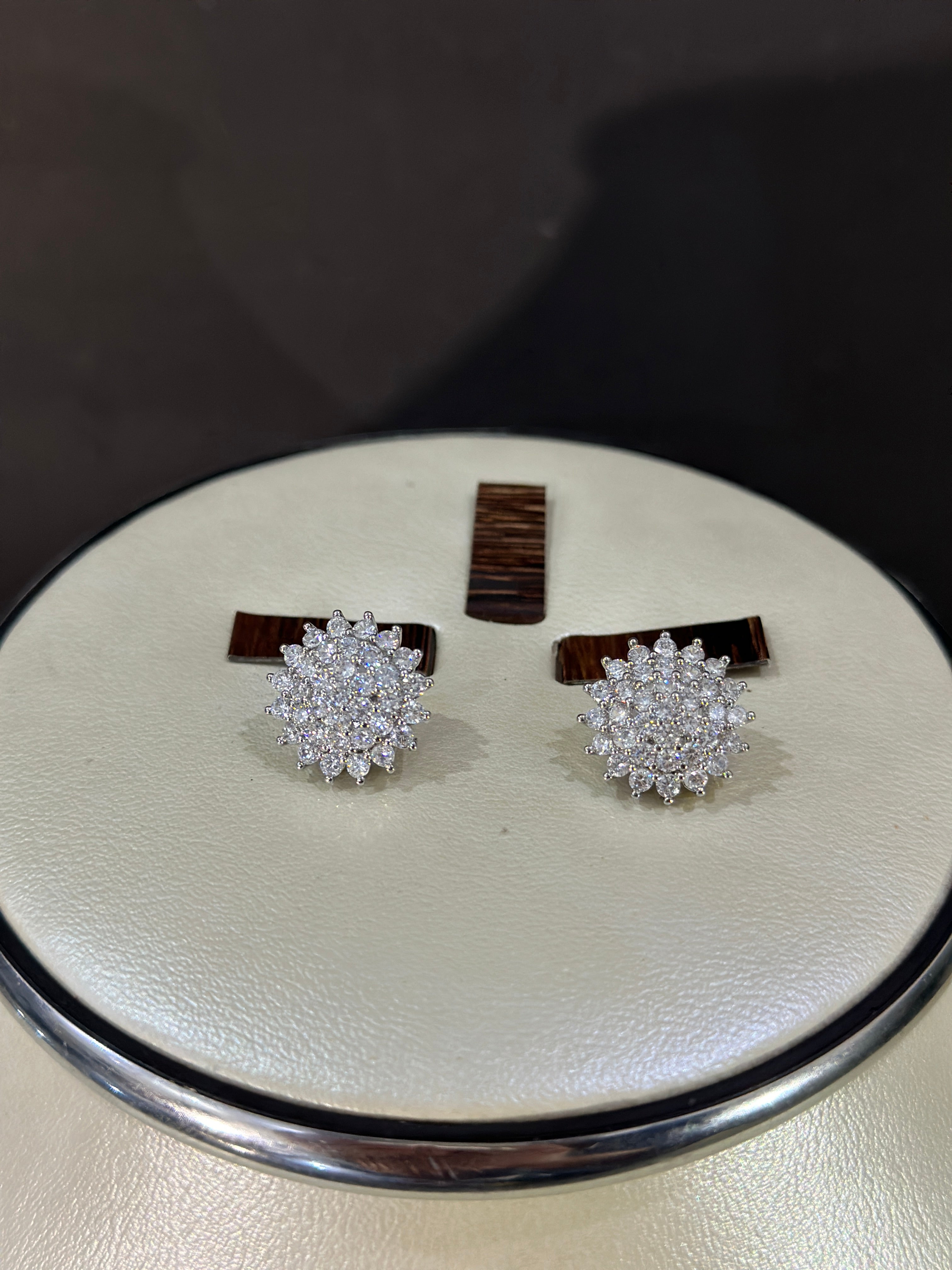 Floral Burst Crystal Stud Earrings