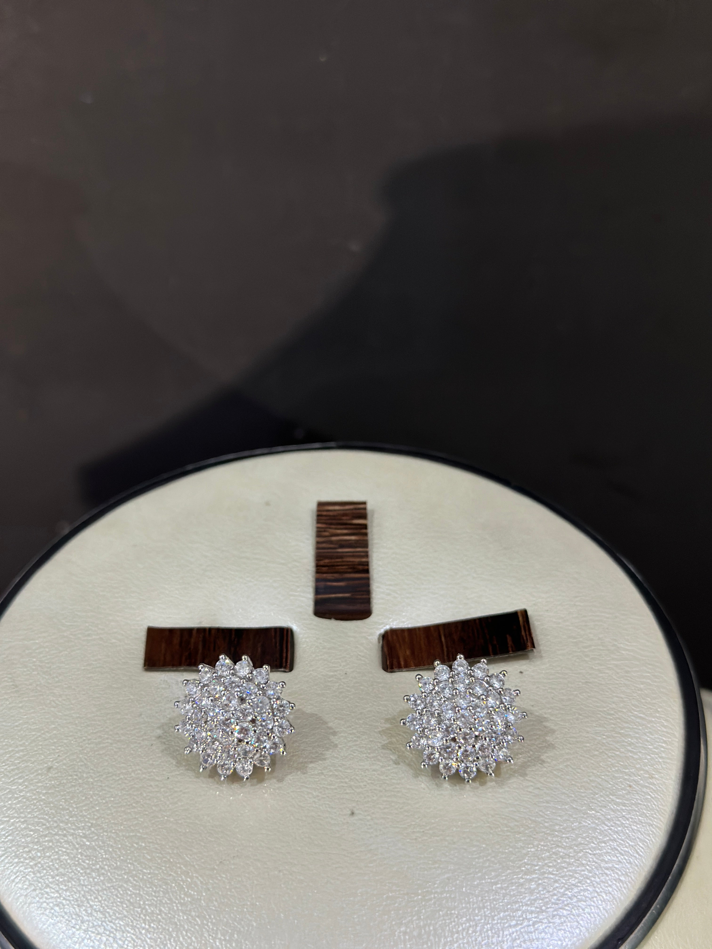 Floral Burst Crystal Stud Earrings