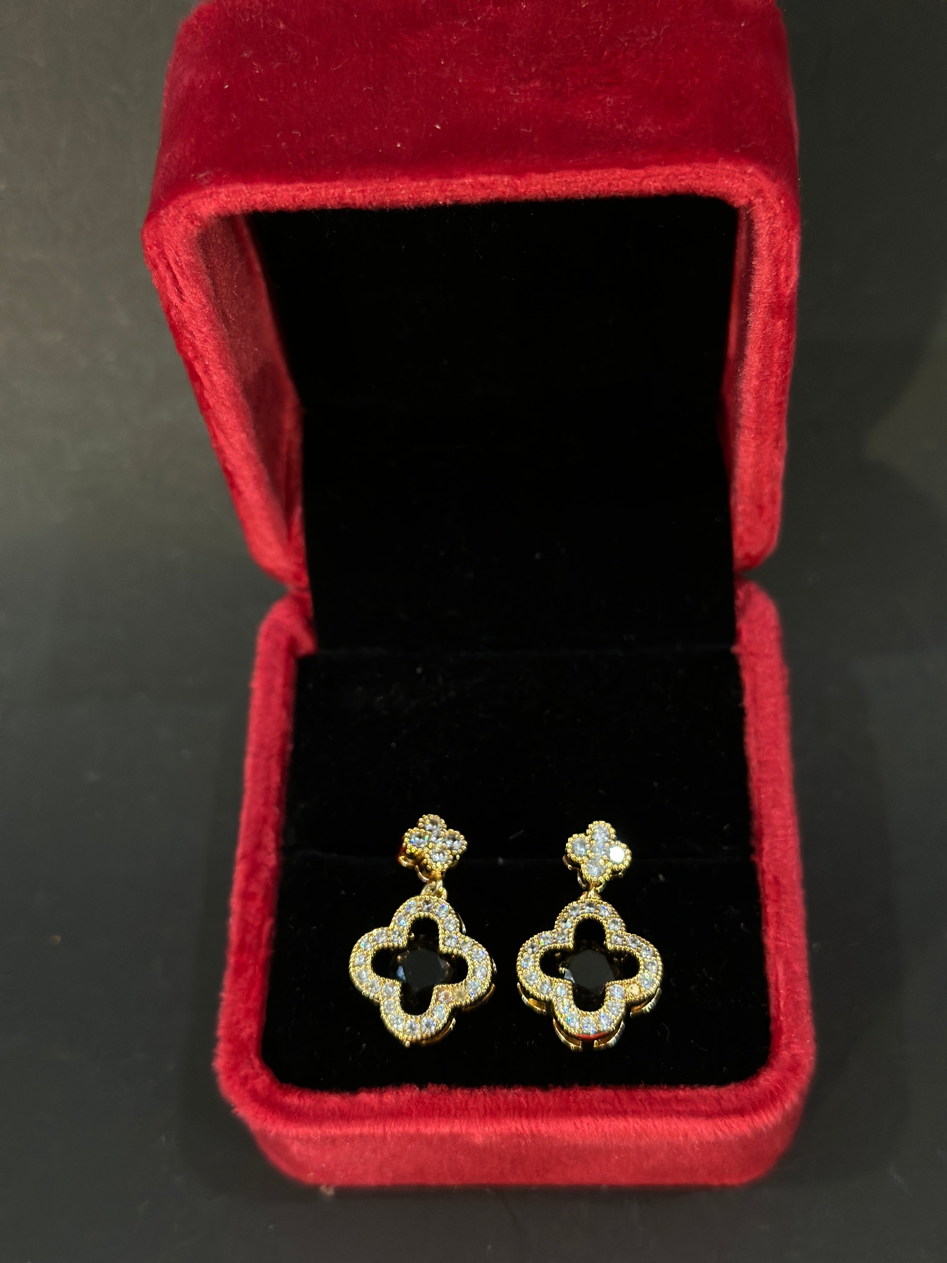 Quatrefoil Crystal Drop Earrings