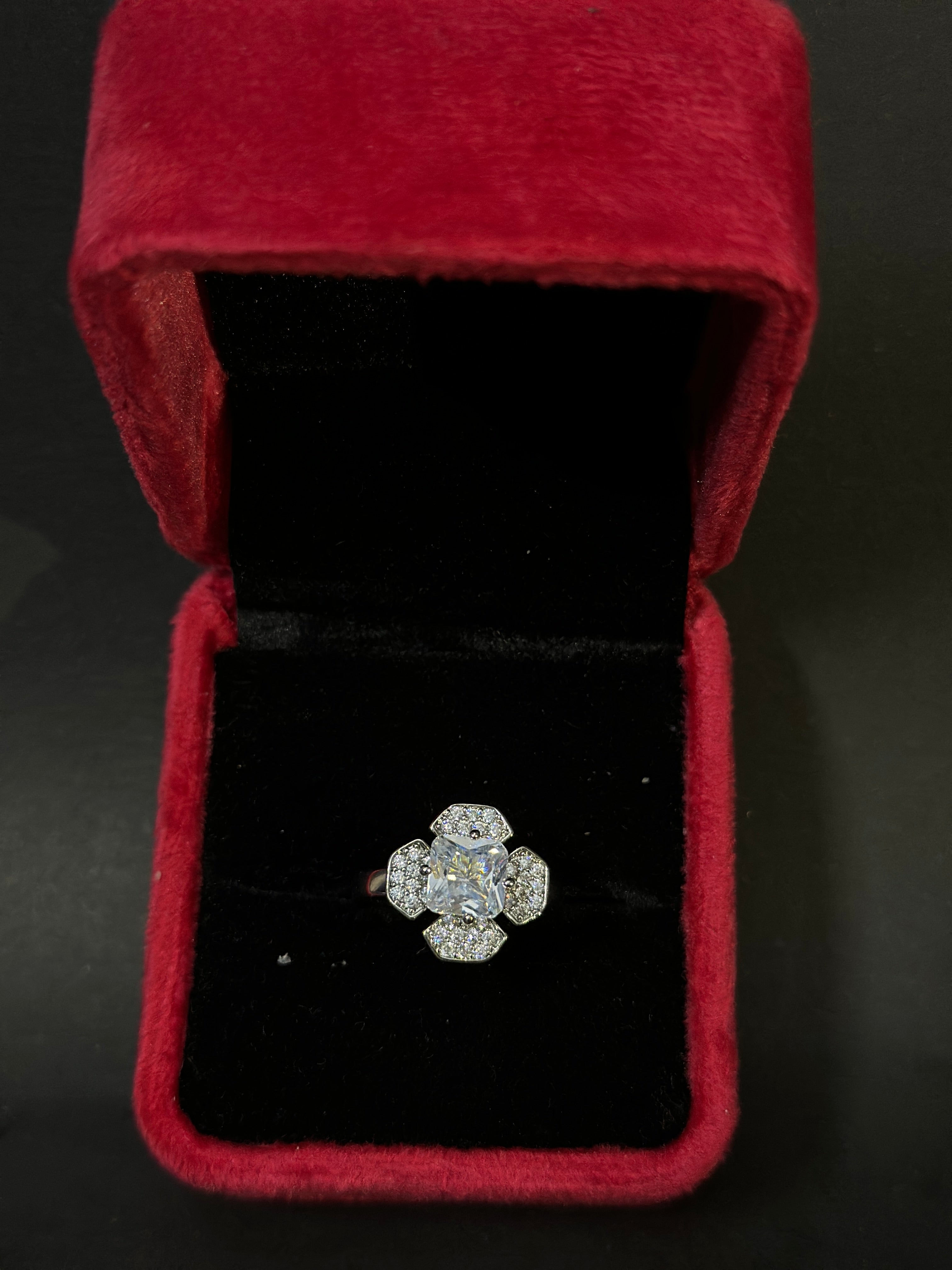 Floral Cushion-Cut Brilliance Ring