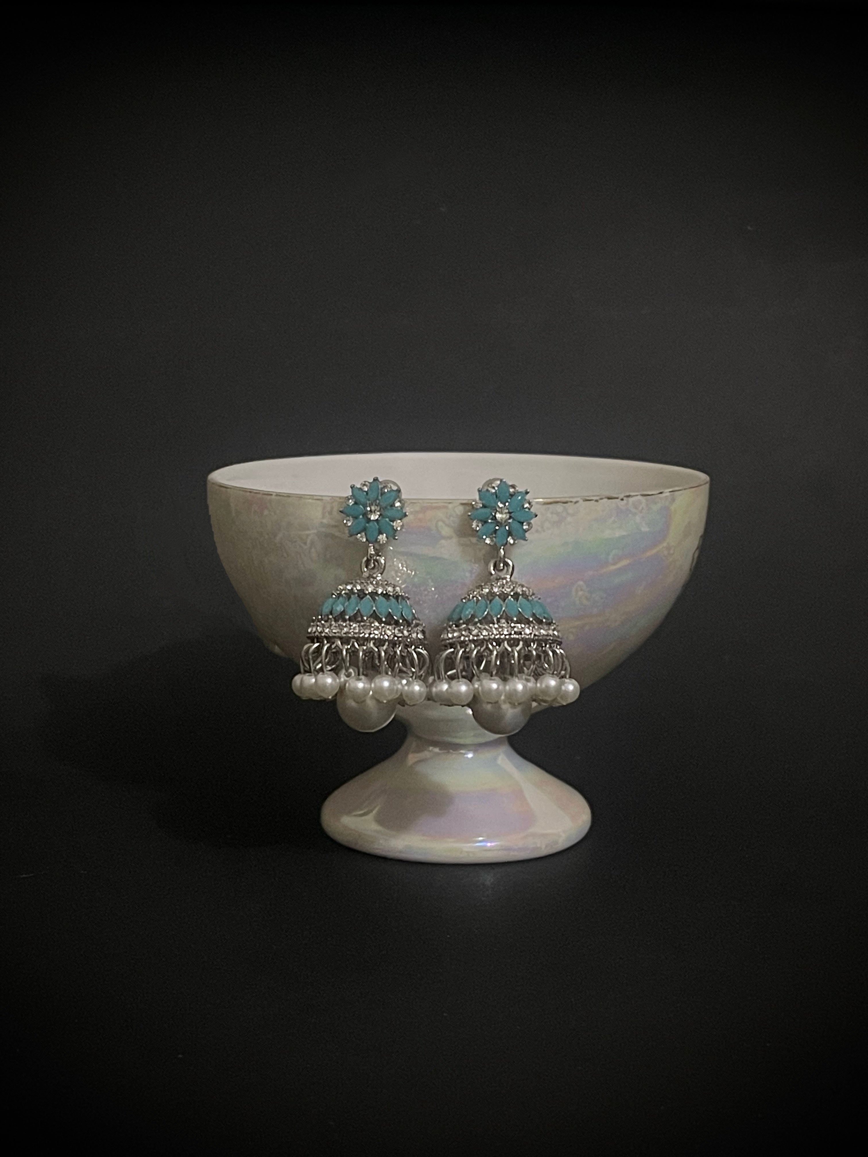Royal Pearl Crystal Jhumka