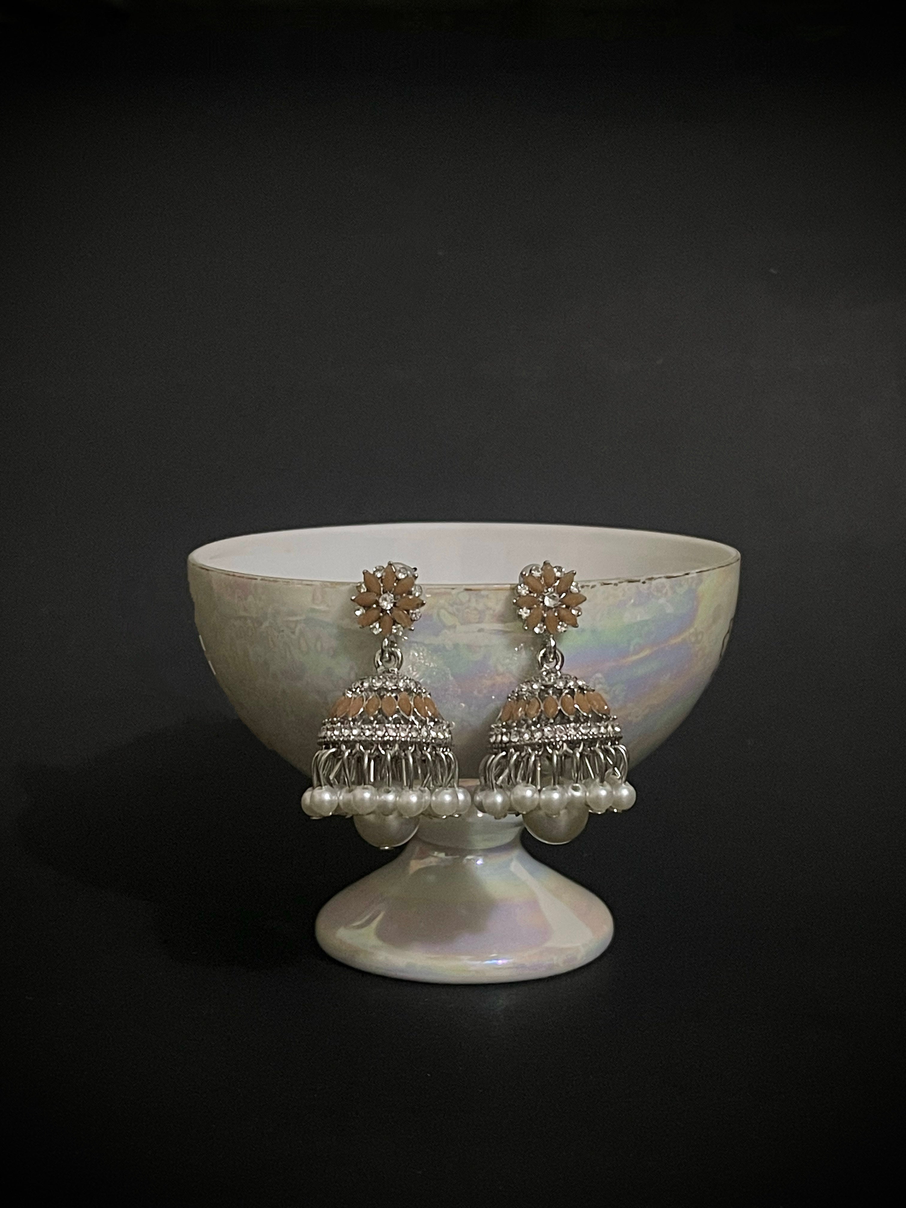 Royal Pearl Crystal Jhumka