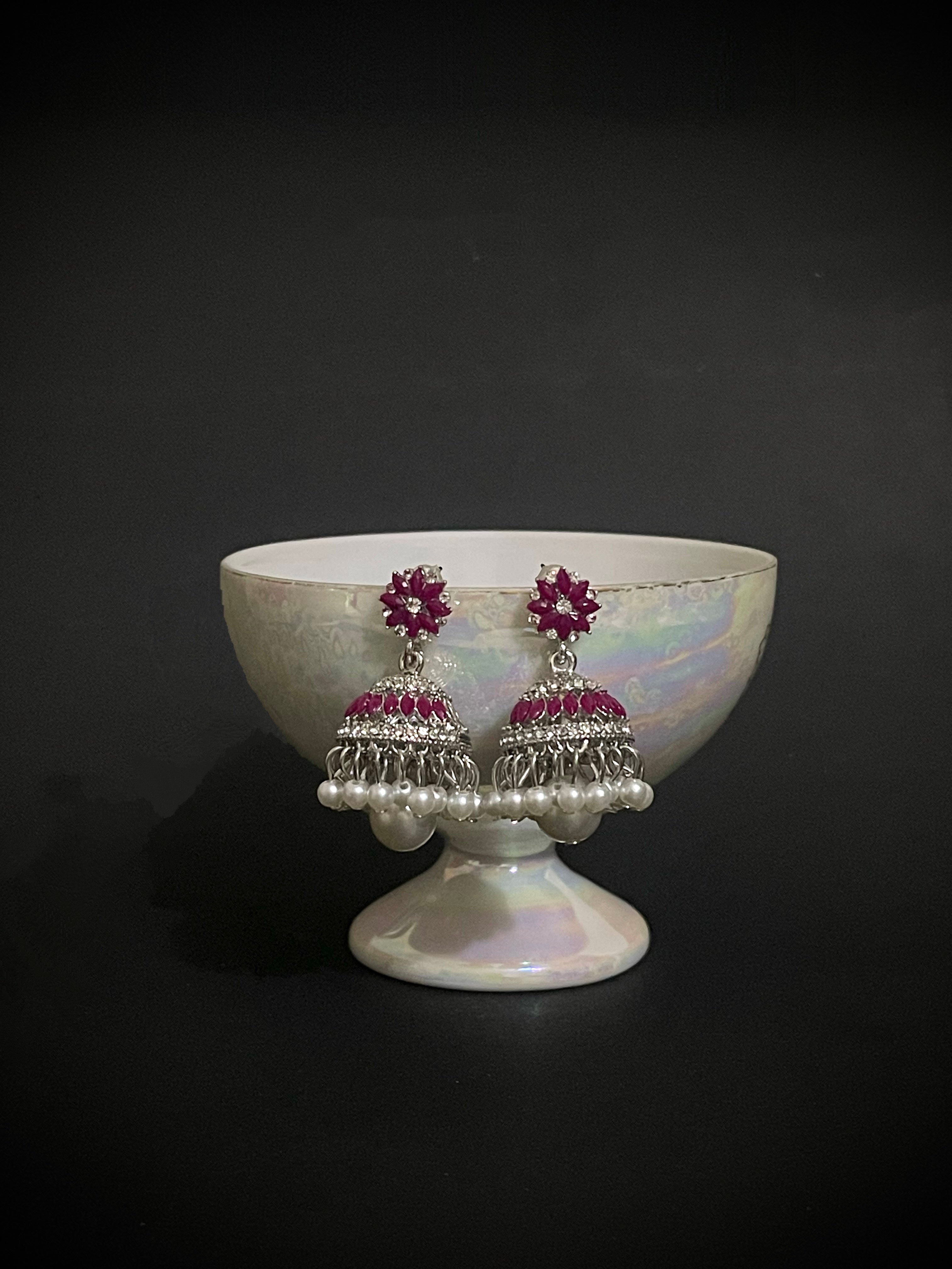 Royal Pearl Crystal Jhumka