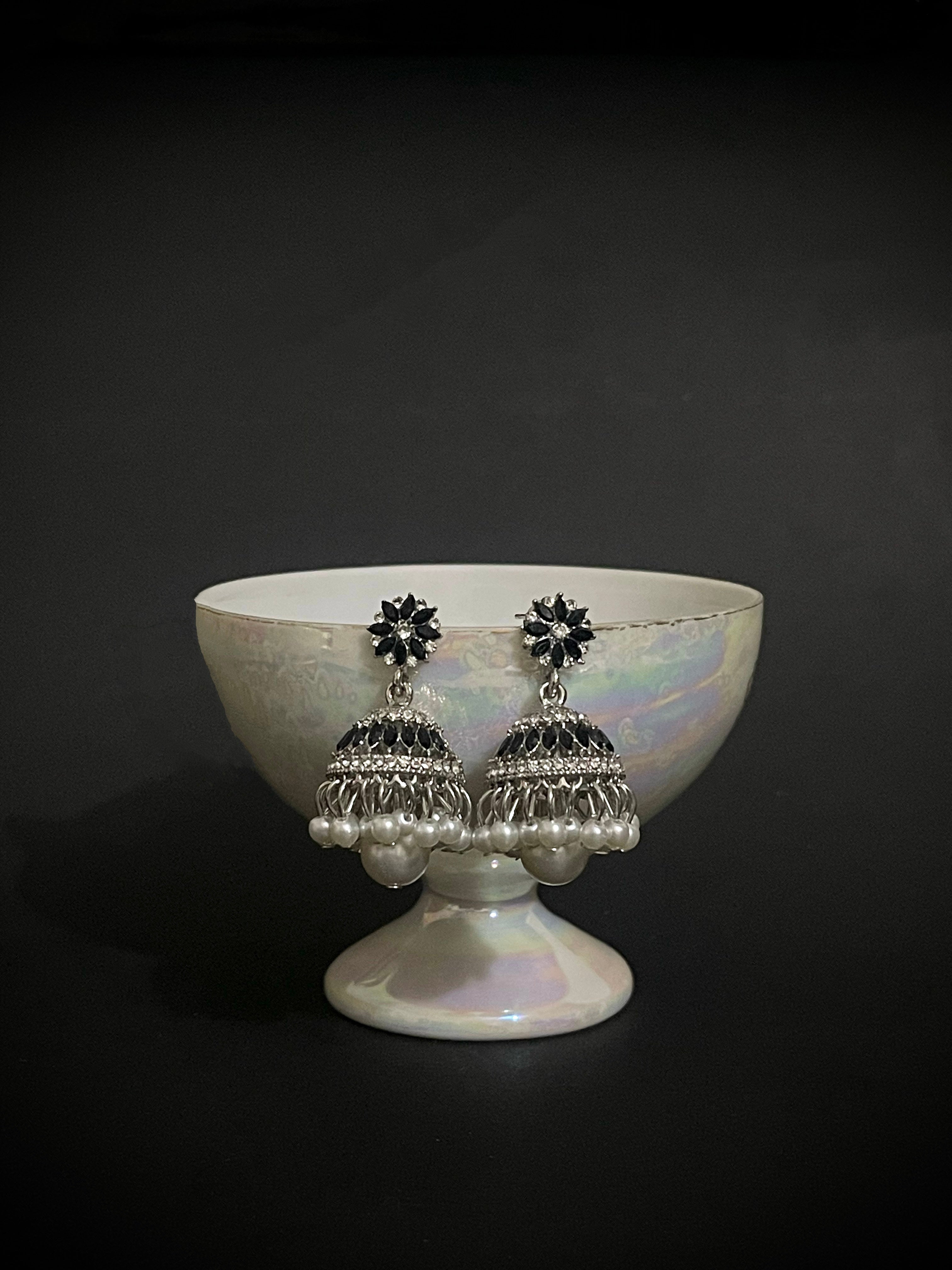 Royal Pearl Crystal Jhumka