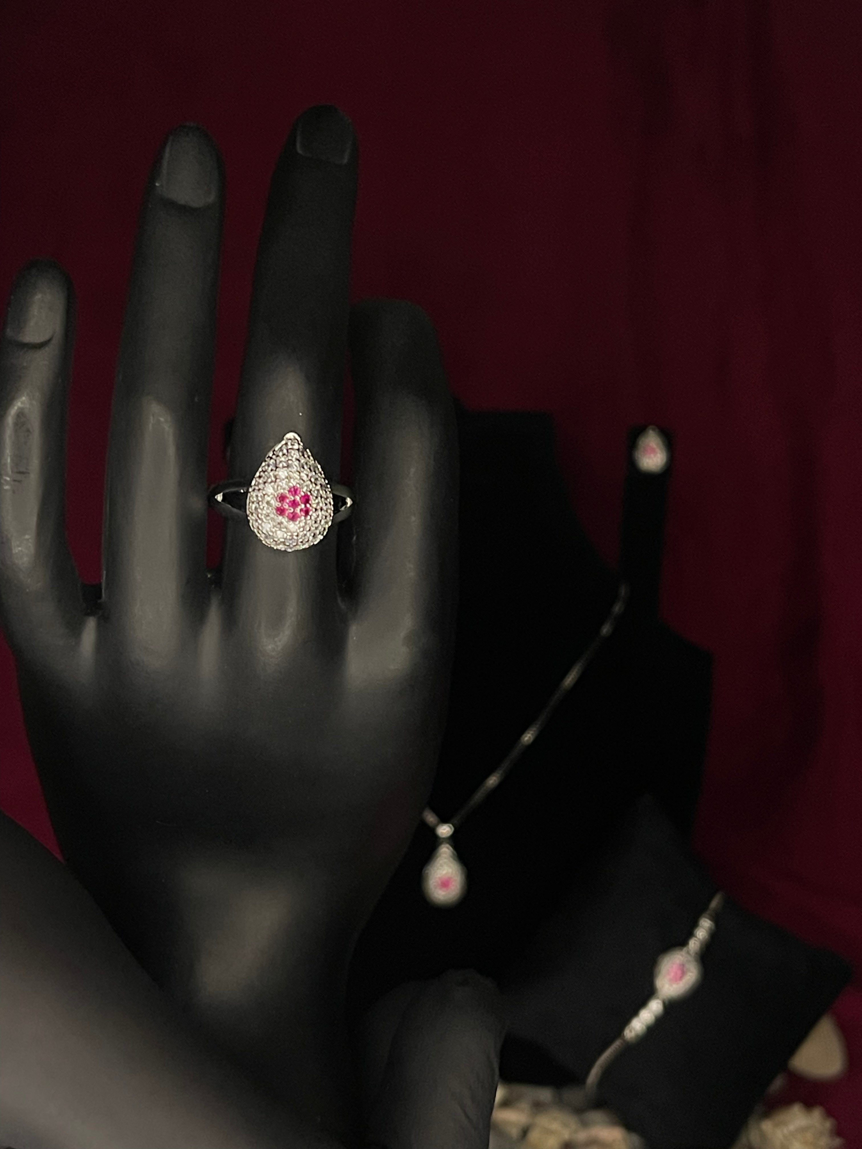 Silver  Teardrop Sparkle Jewelry Set