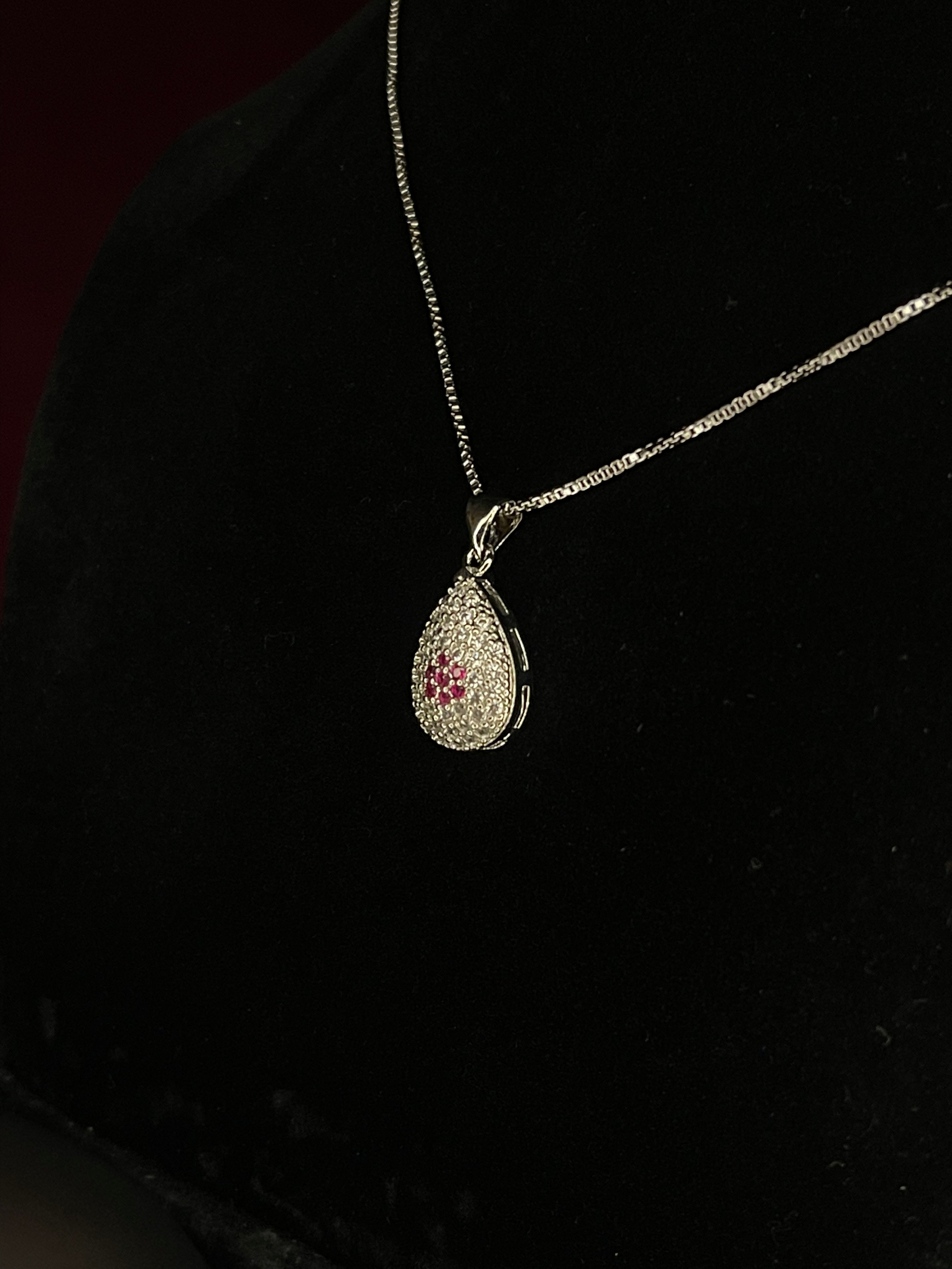 Silver  Teardrop Sparkle Jewelry Set