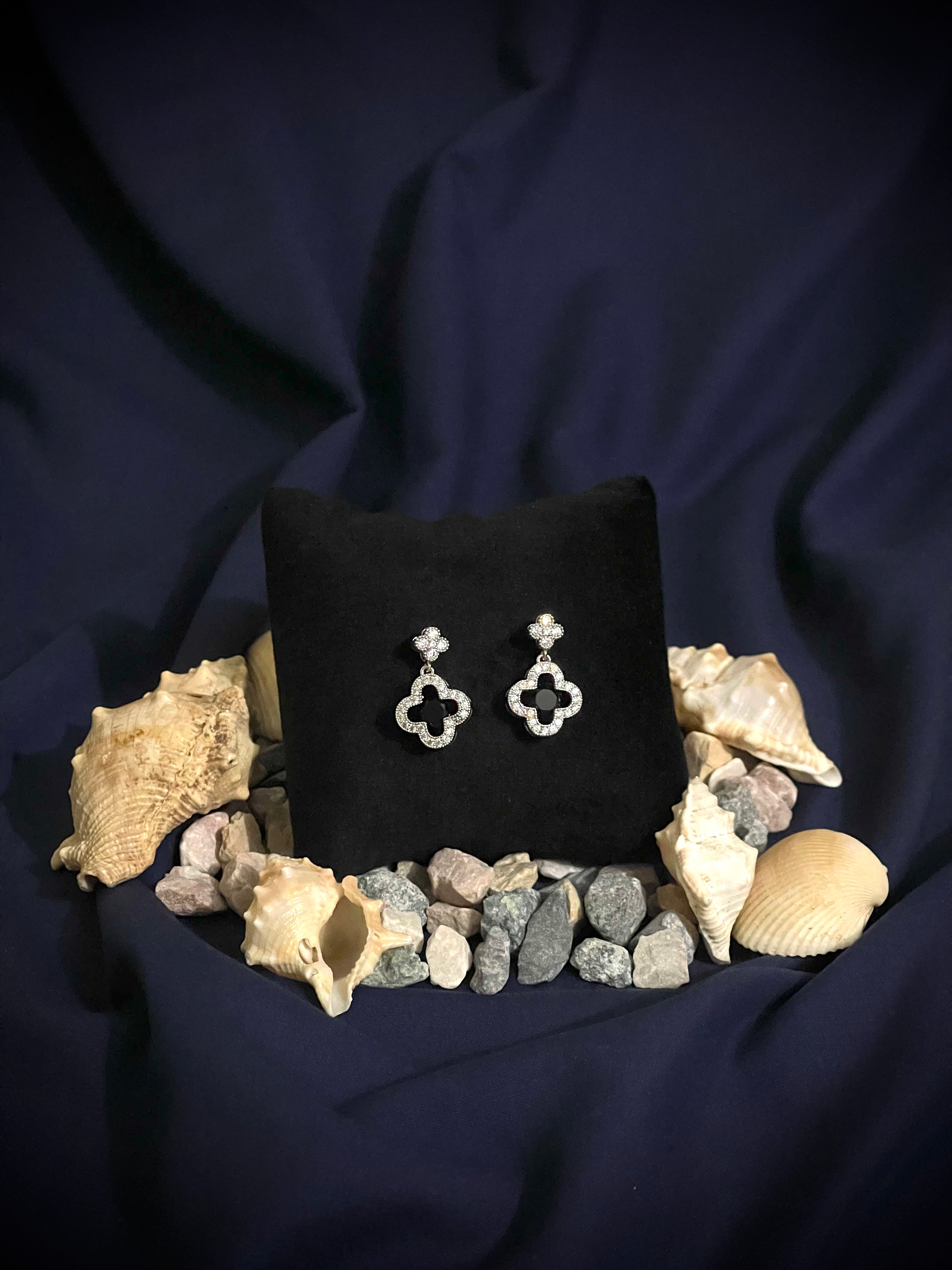 Quatrefoil Crystal Drop Earrings