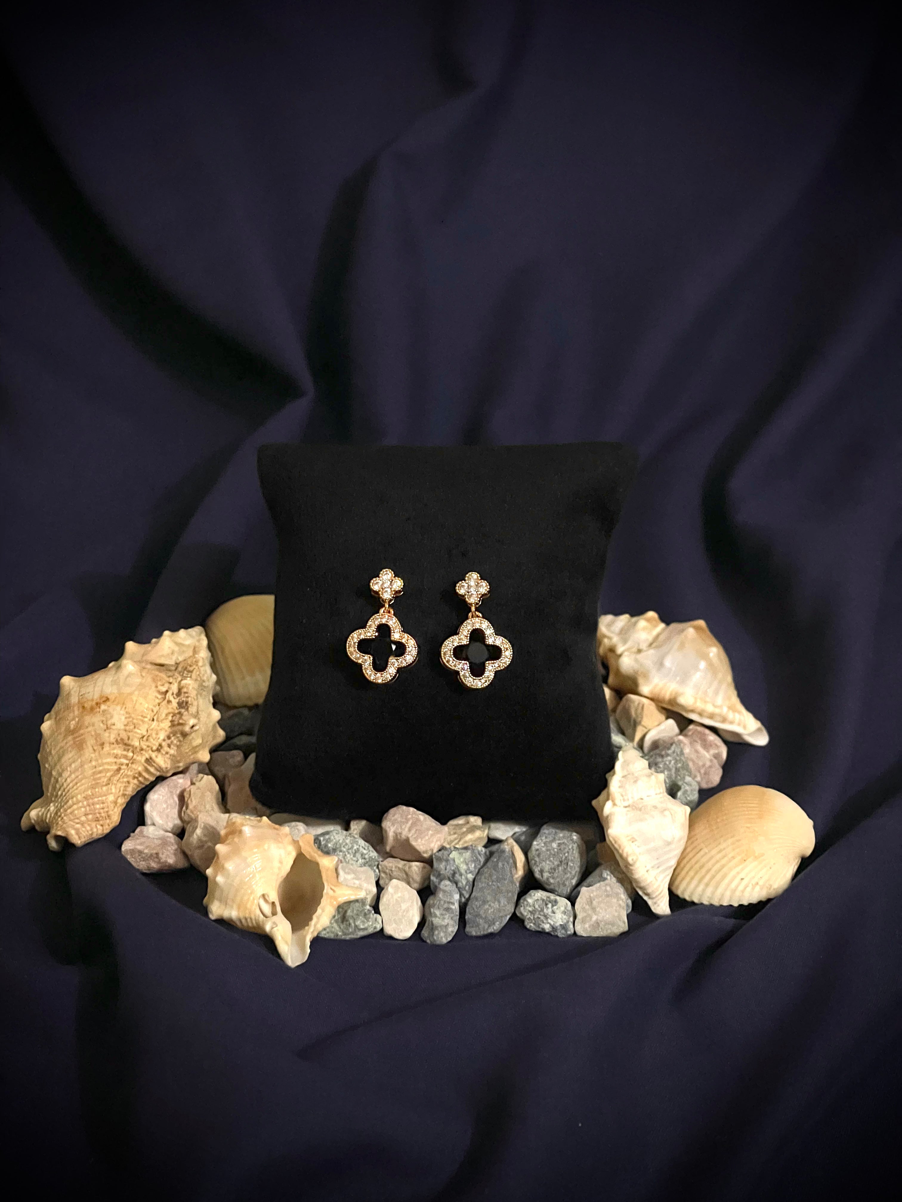 Quatrefoil Crystal Drop Earrings