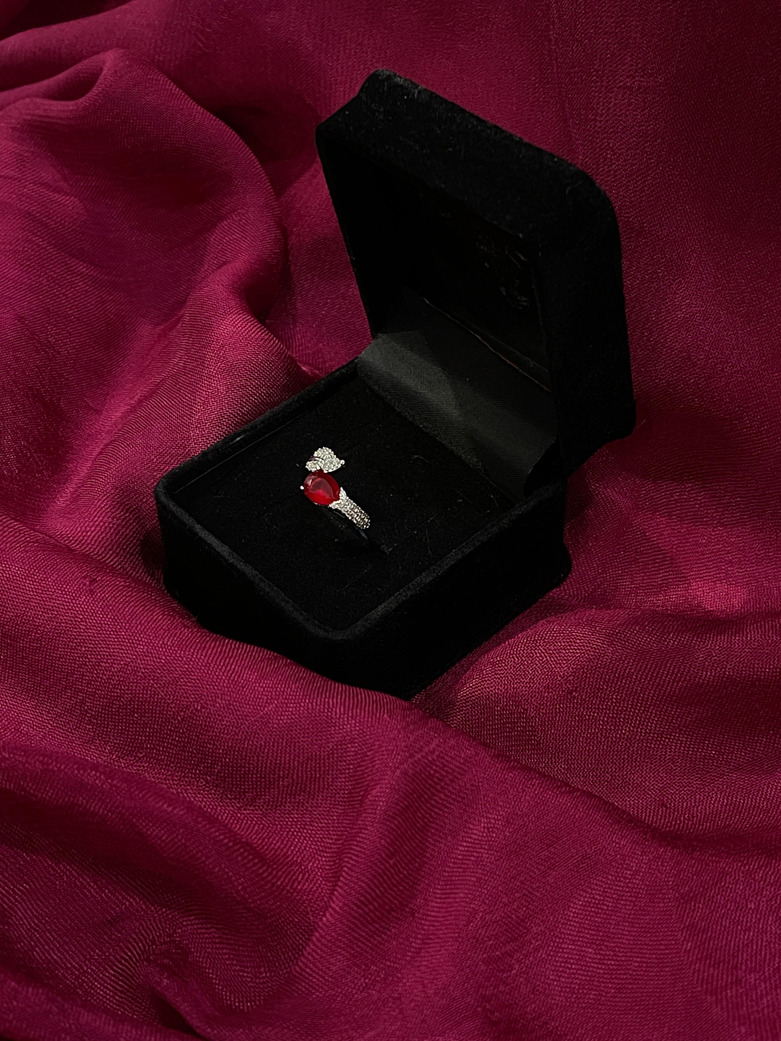 Crimson Leaf Wrap Ring