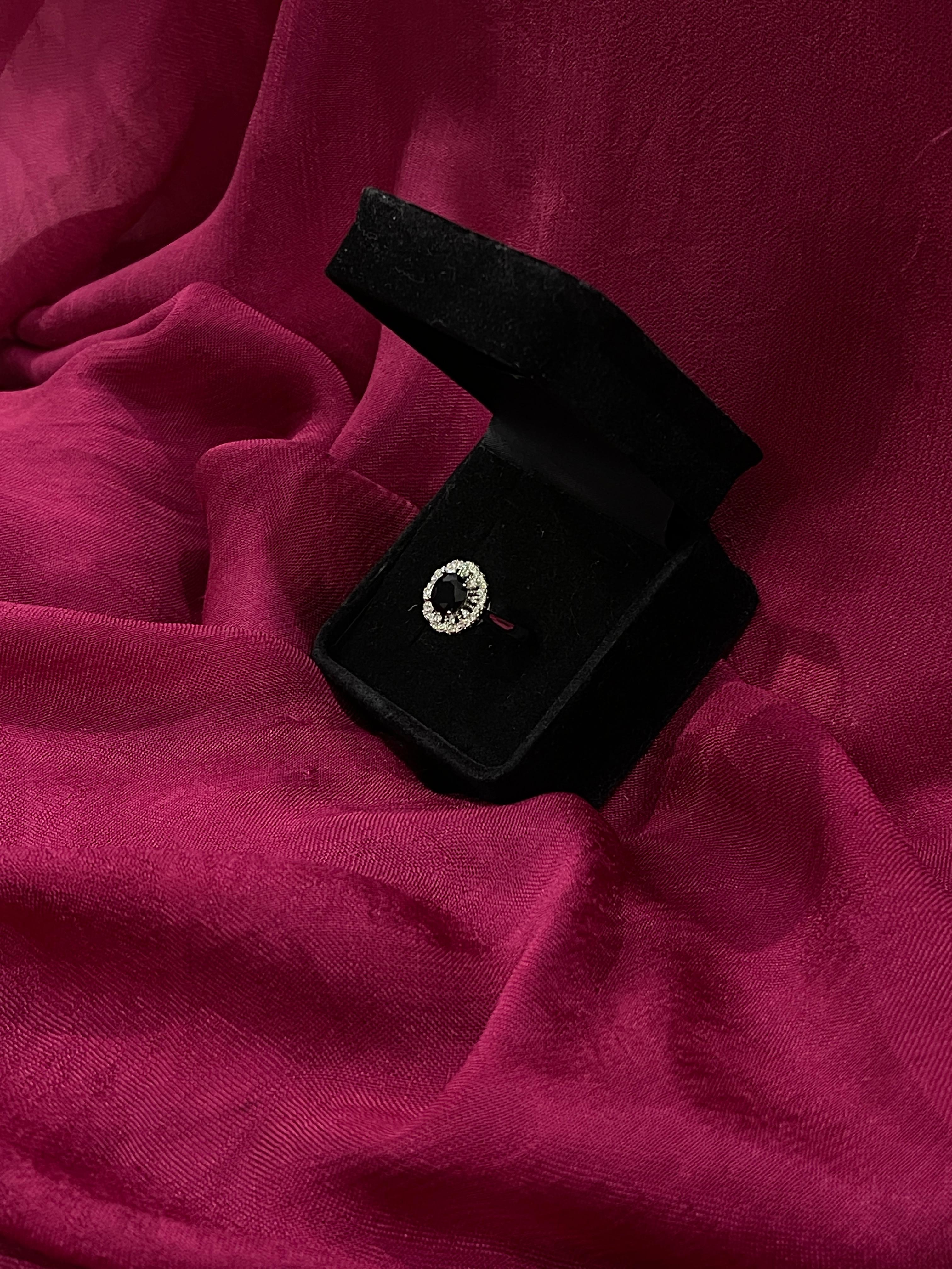 Midnight Bloom Halo Ring