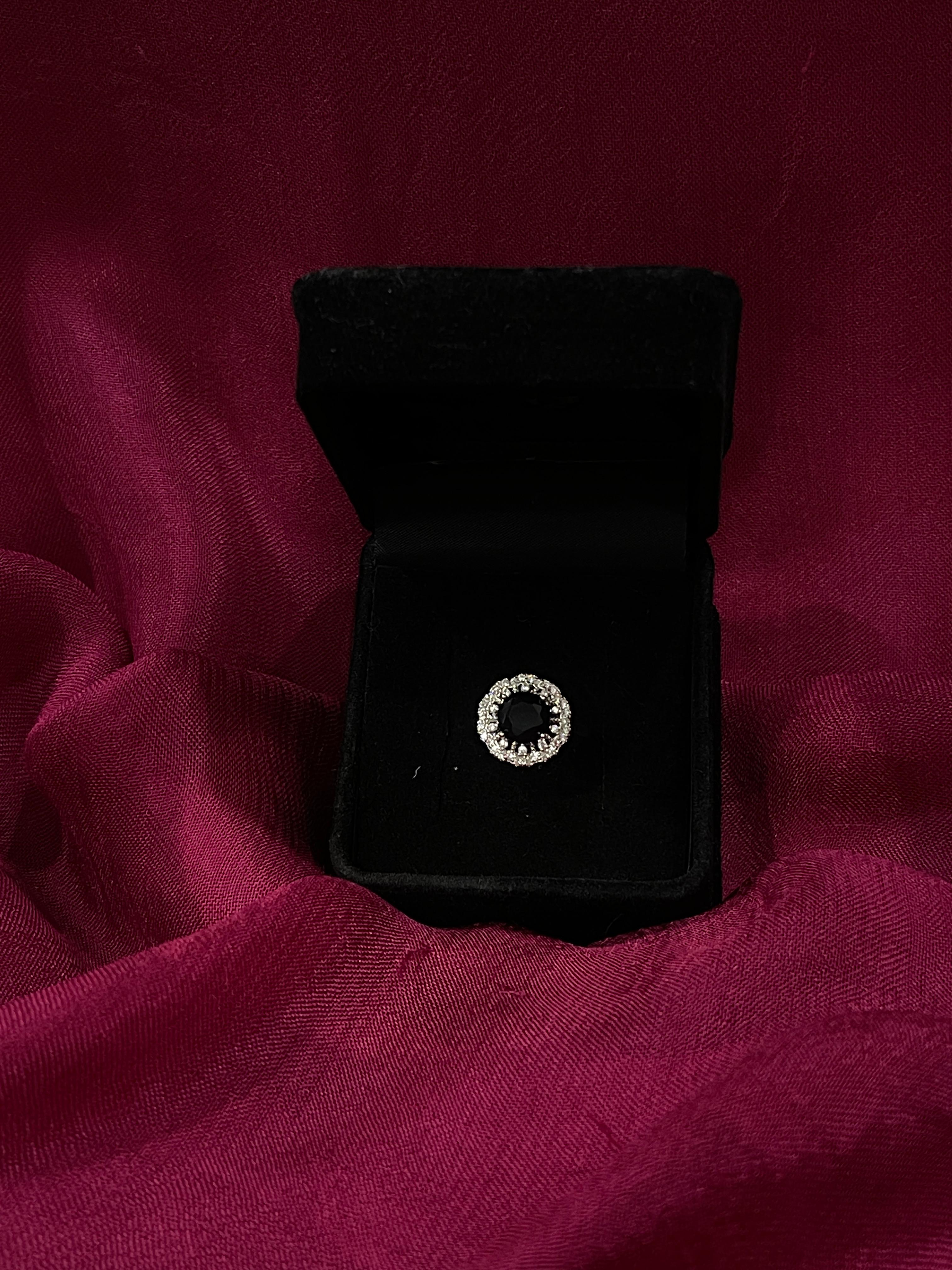 Midnight Bloom Halo Ring