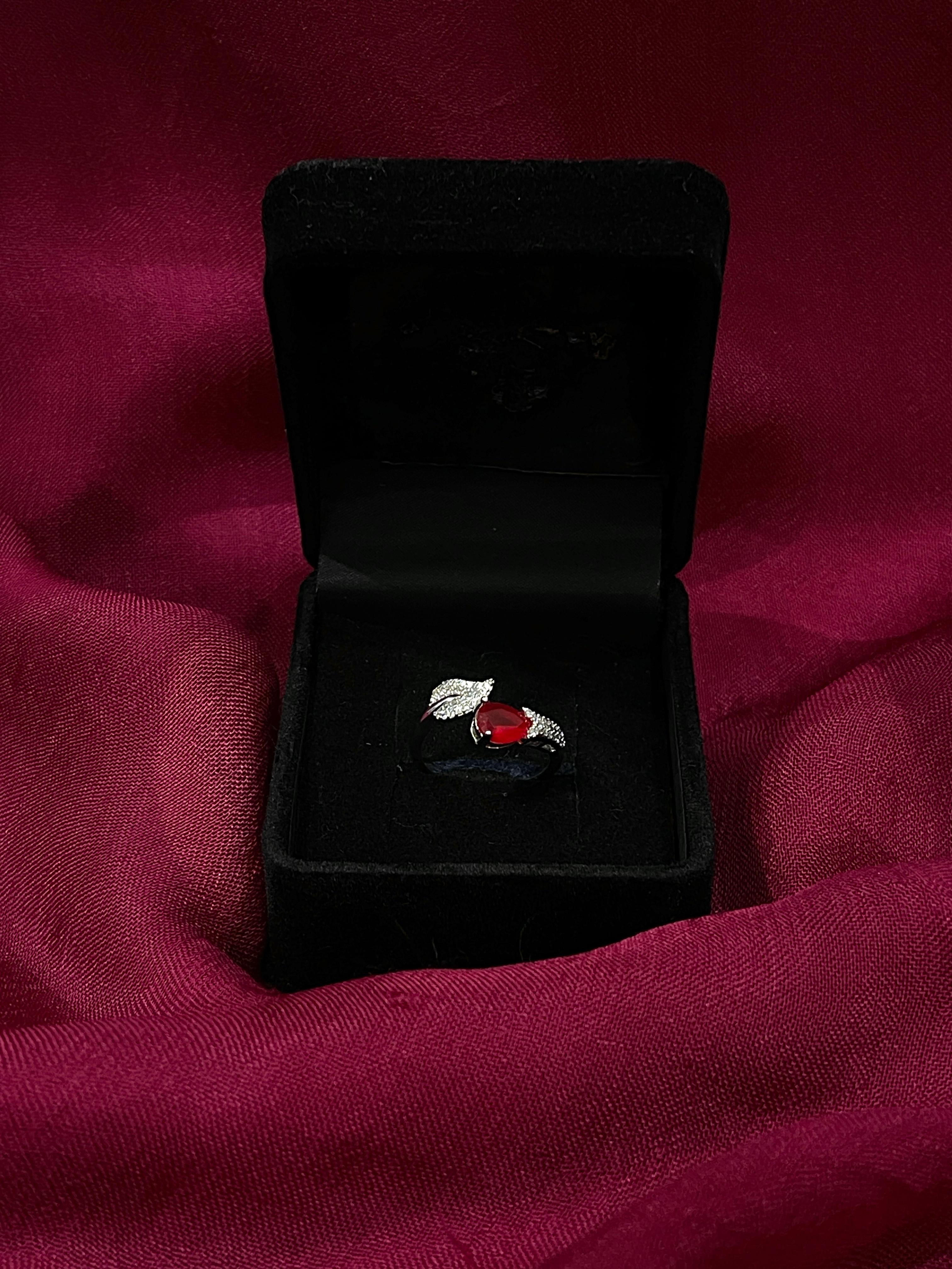 Crimson Leaf Wrap Ring