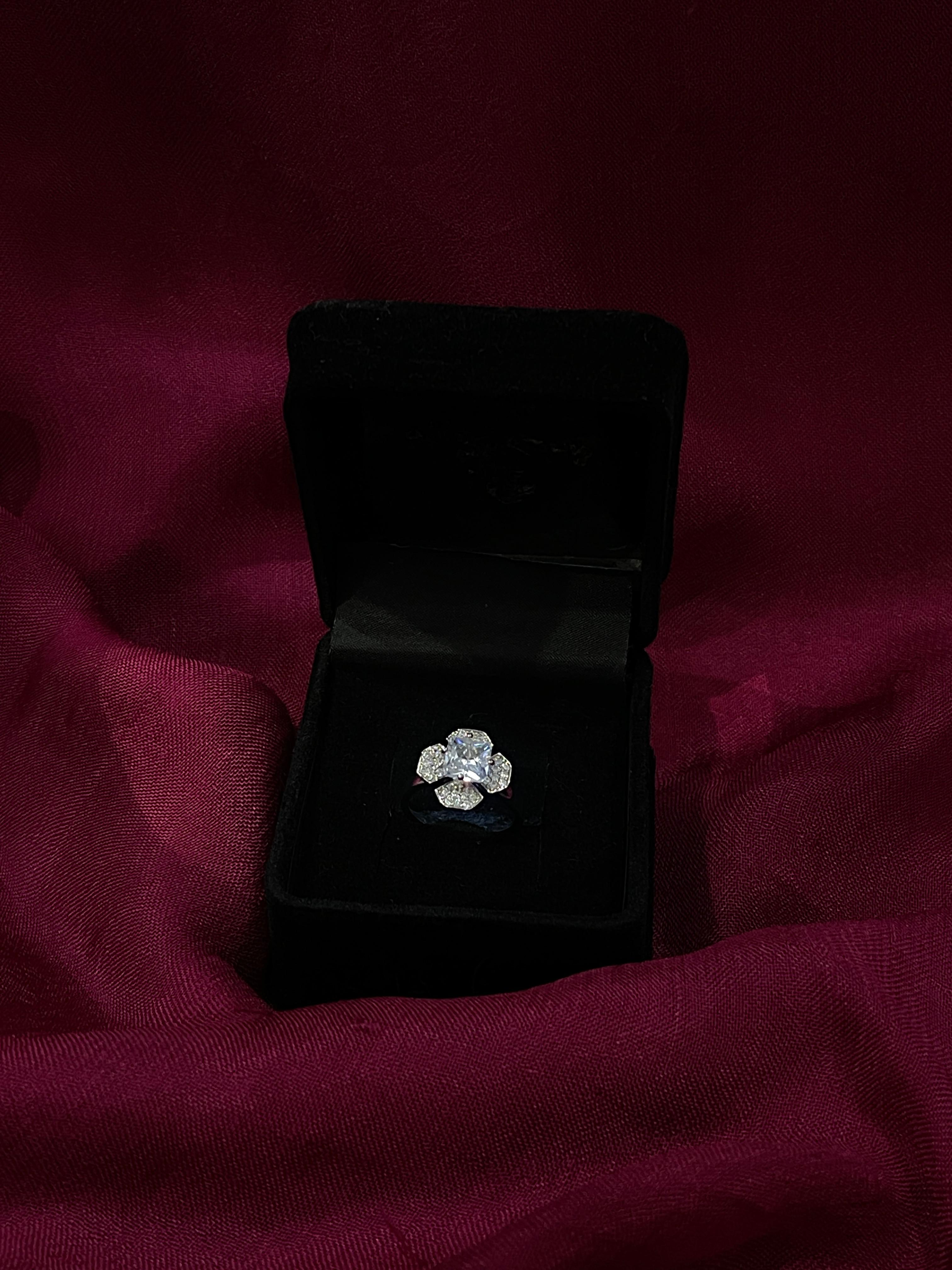 Floral Cushion-Cut Brilliance Ring