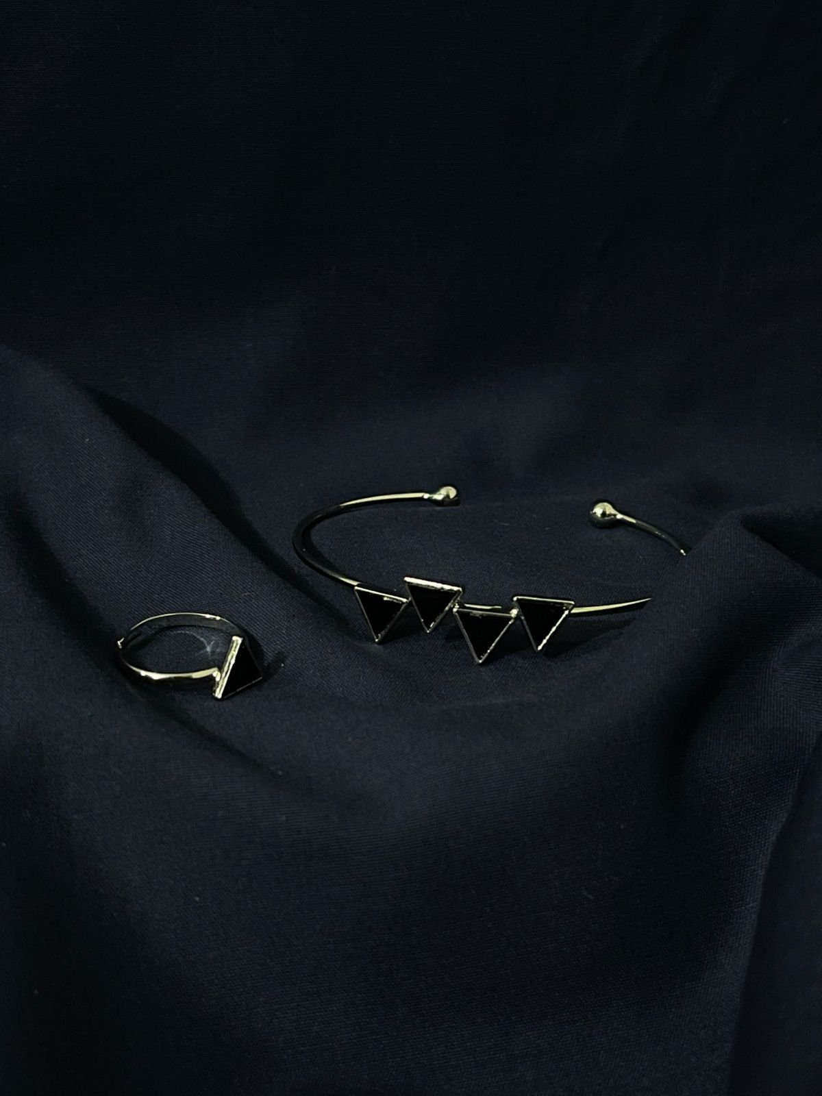Twin Tone Triangle Bracelet & Ring Set