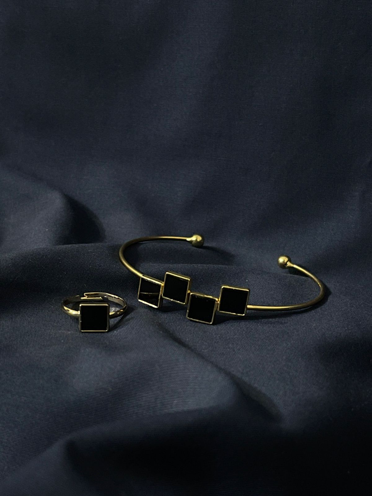Modern Square Bracelet & Ring Set