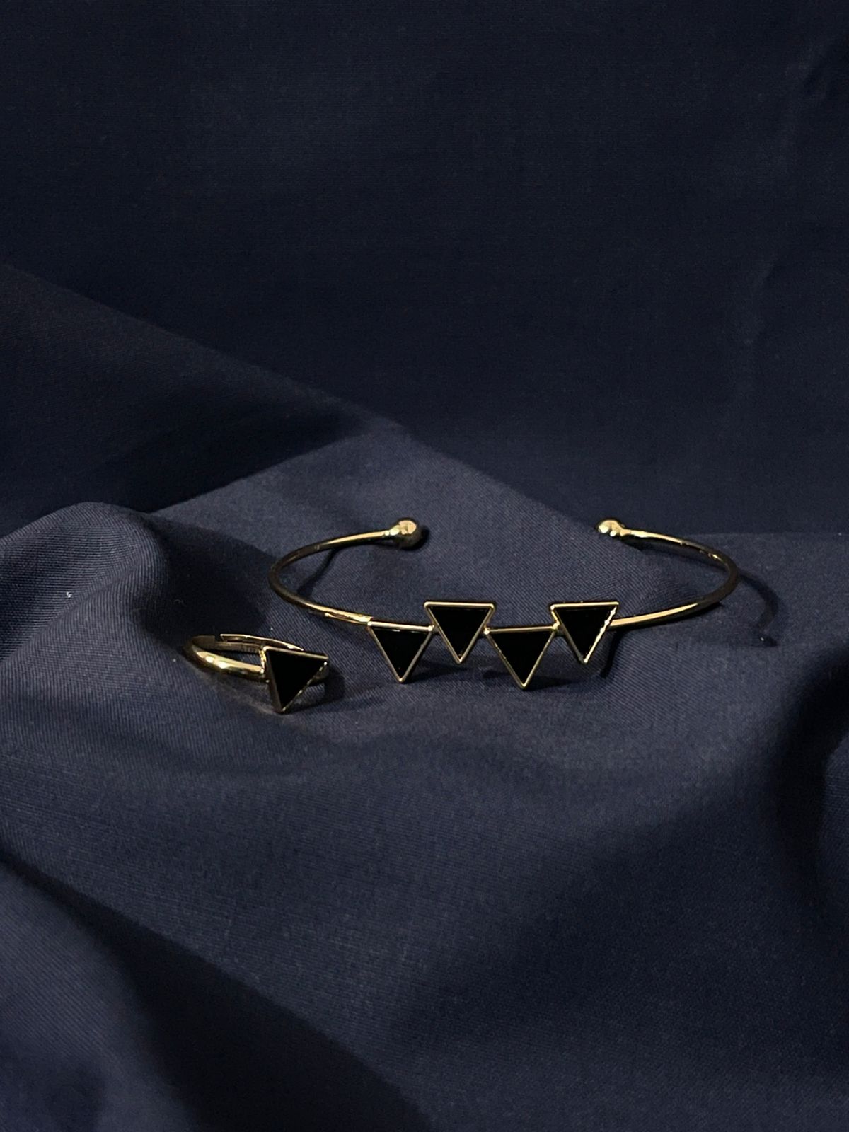 Twin Tone Triangle Bracelet & Ring Set