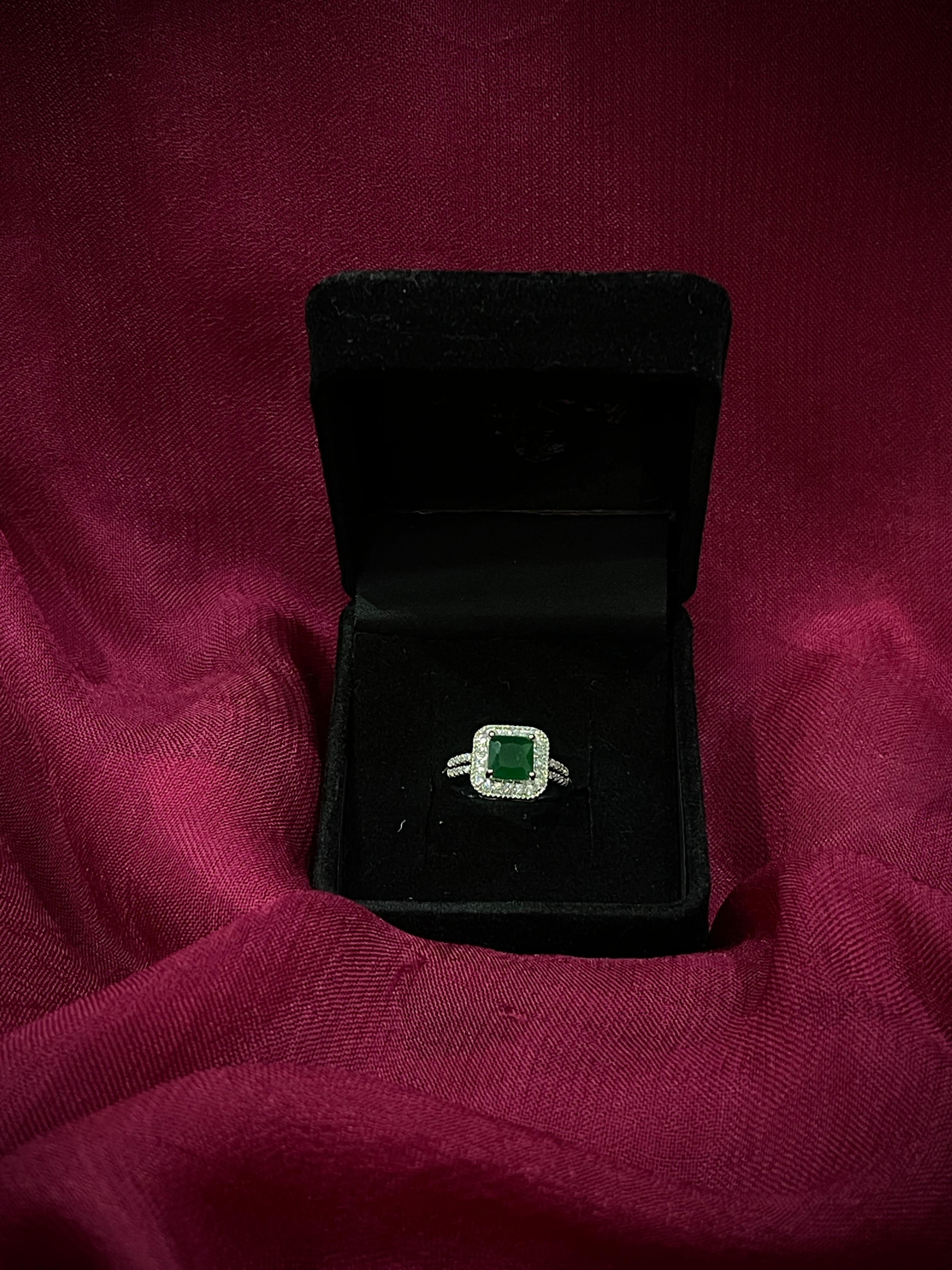 Emerald Elegance Halo Ring